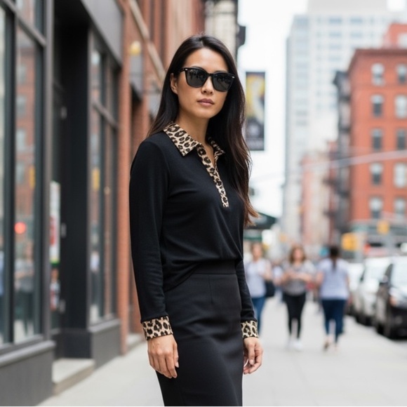 Travelers by Chico's Tops - Chico’s Long Sleeve Black Shirt With Animal Print Accents